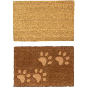 Nicola Spring Coir Door Mats - 60 x 40cm - Embossed Paw Prints - Pack of 2