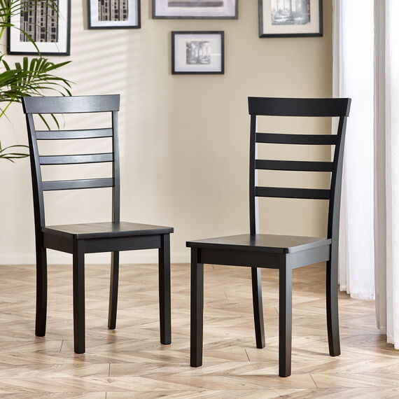 2 Whitby Wooden Ladder Back Dining Chairs Black
