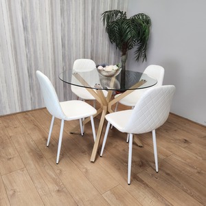 Round Clear Glass Dining Table Set