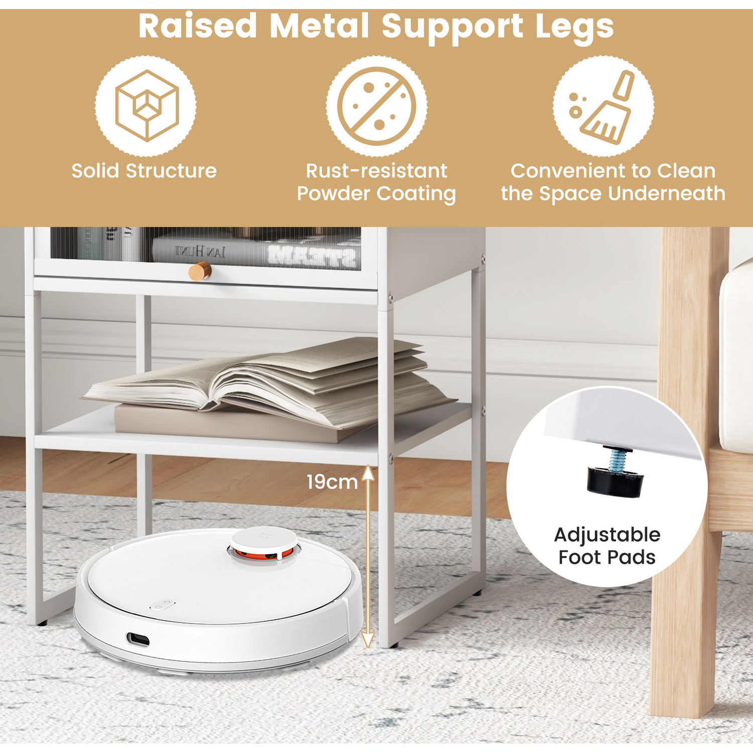 3-tier Bed Side Table - White