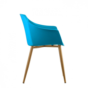 Blue Single Eden Plastic Dining Chair with Padded Leather Cushions for Dining Room shot 5629909