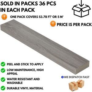 Grey Self-Adhesive Floor Planks Pack of 36 Vinyl Flooring  shot 5718044