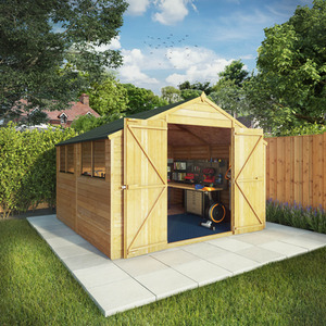 Waltons 10ft x 10ft Wooden Overlap Apex Roof Garden Storage Workshop Shed