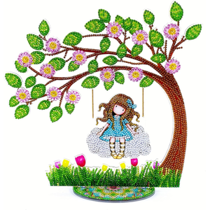 Girl on Swing Tabletop Diamond Art Kit