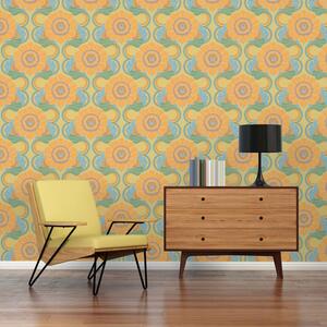 Decorative Retro 70s Floral Wallpaper