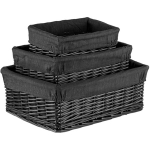 Wicker Storage Basket Set with Washable Removable Lining