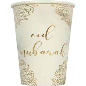 Eid Mubarak Cups Marble Gold