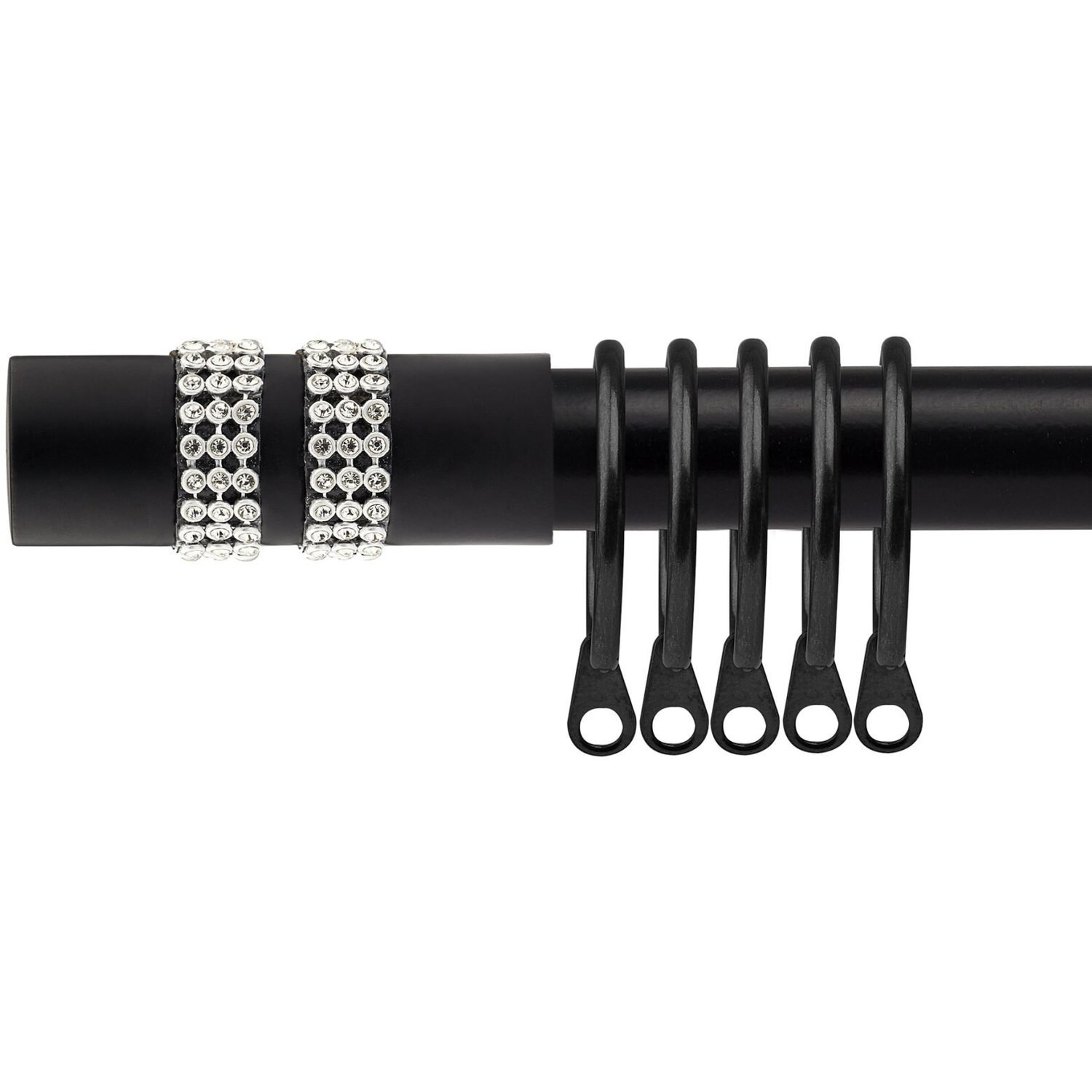 16-19mm Sparkle Extendable Durable Metal Curtain Pole Set - Black / 120cm