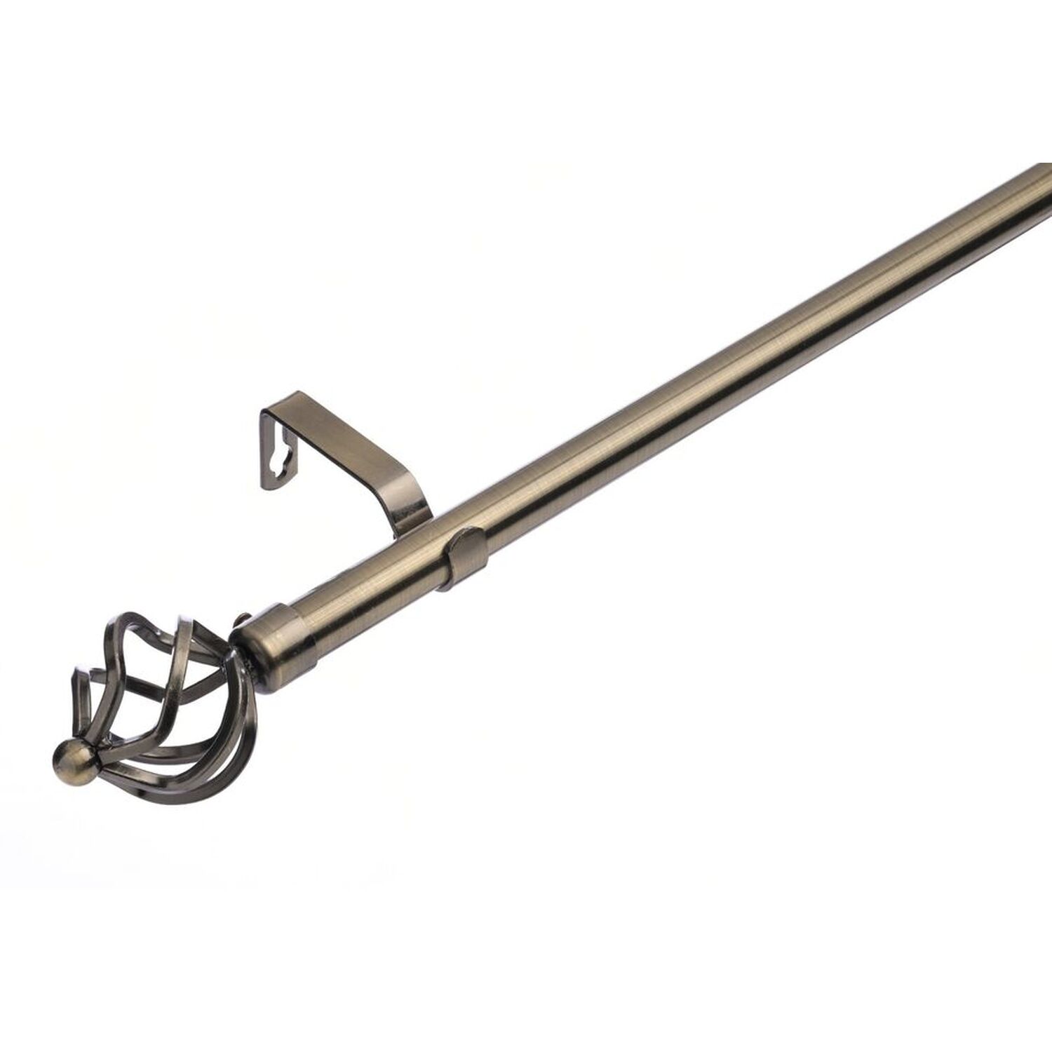 19 mm Extendable Metal Curtain Poles - Antique Brass / 120cm