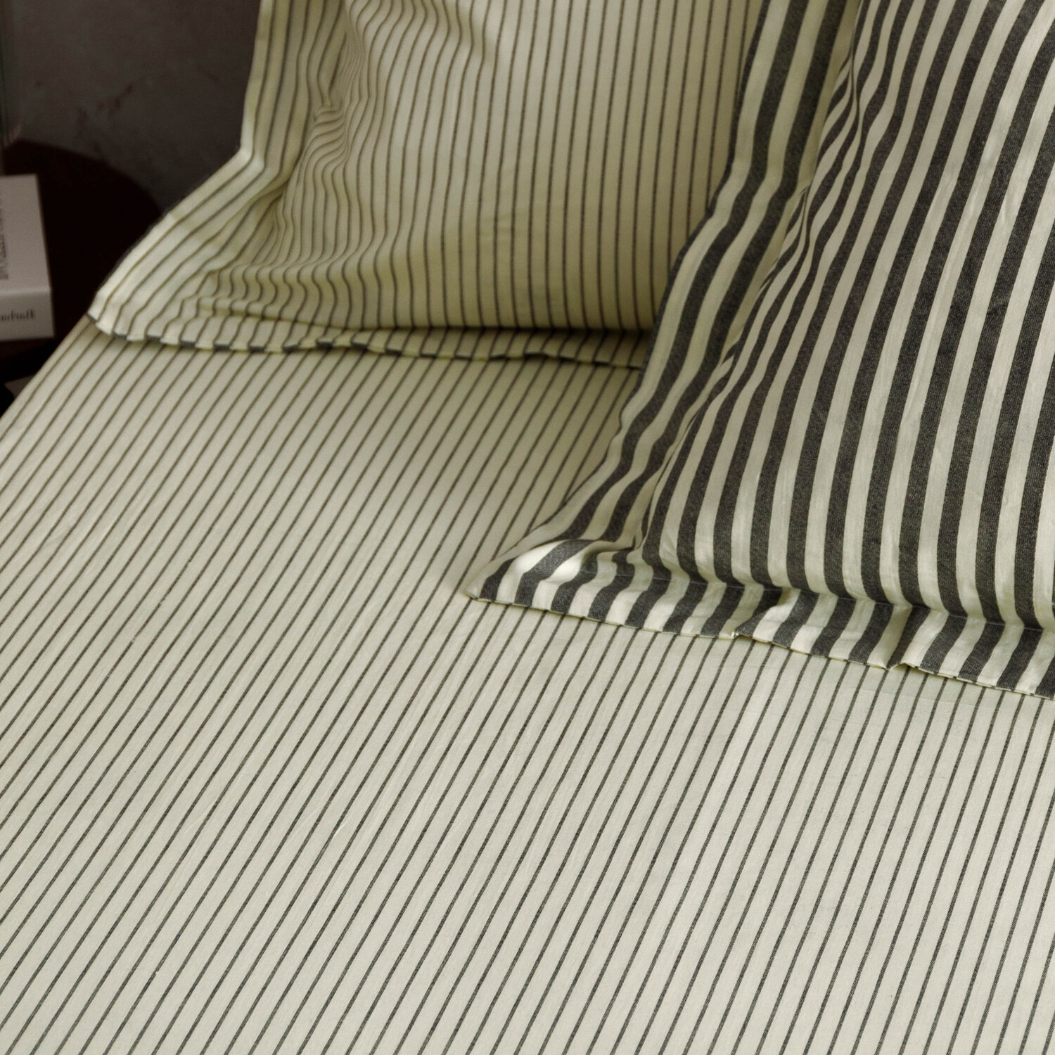 Hebden Melange Stripe Fitted Sheet - Black King