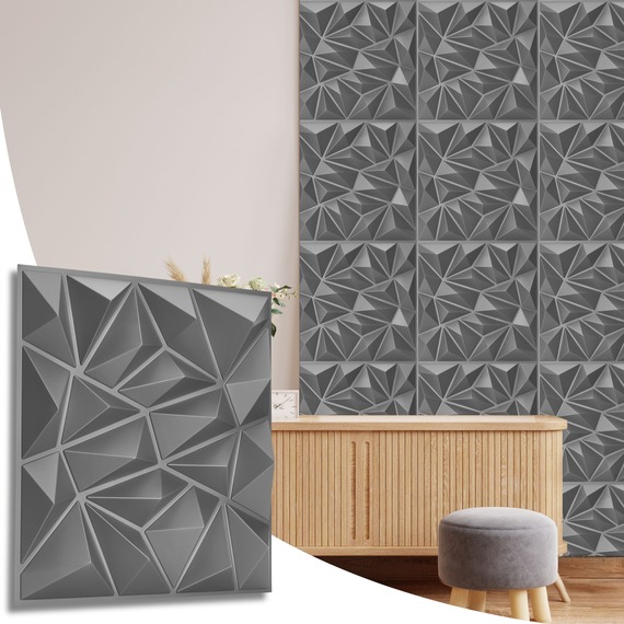 3D Wall Panels (50x50 cm) PVC Cladding Panel in 3D Diamond Design