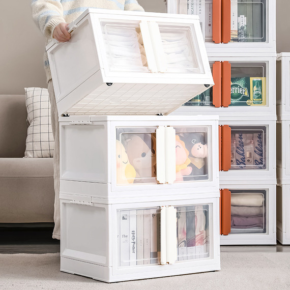 Double-Door Collapsible Storage Box with Wheels