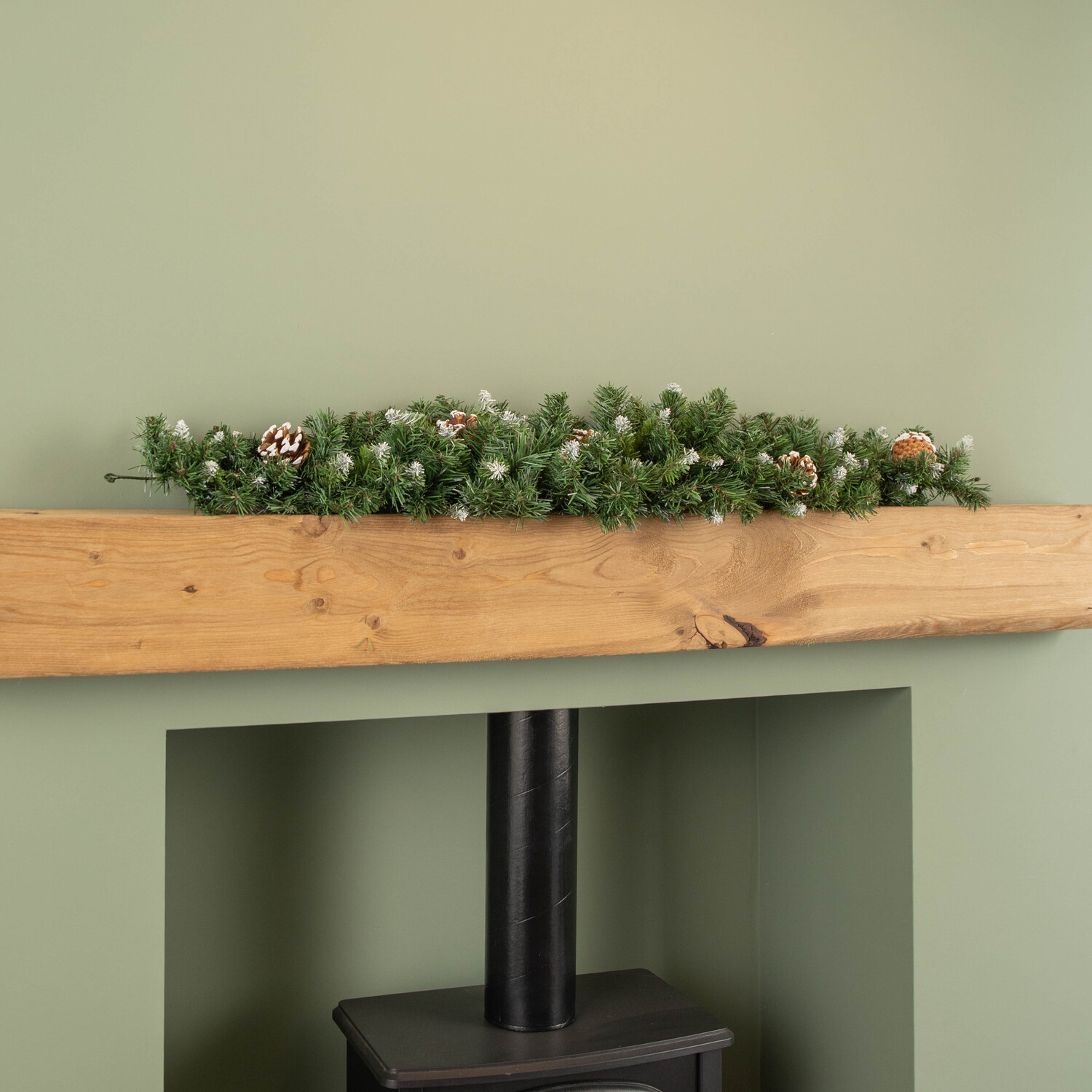 Snow King Fir Christmas Swag Garland with Pine Cones - Green