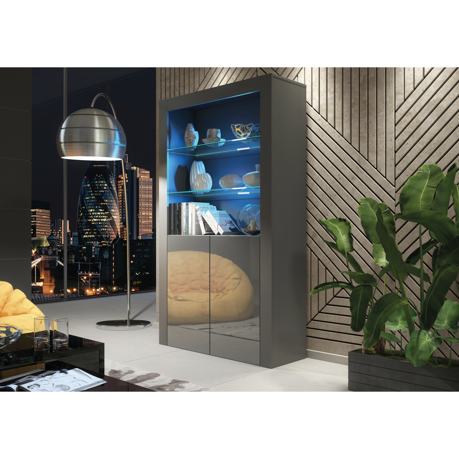 Spectrum Display Cabinet 170cm - Dark Grey
