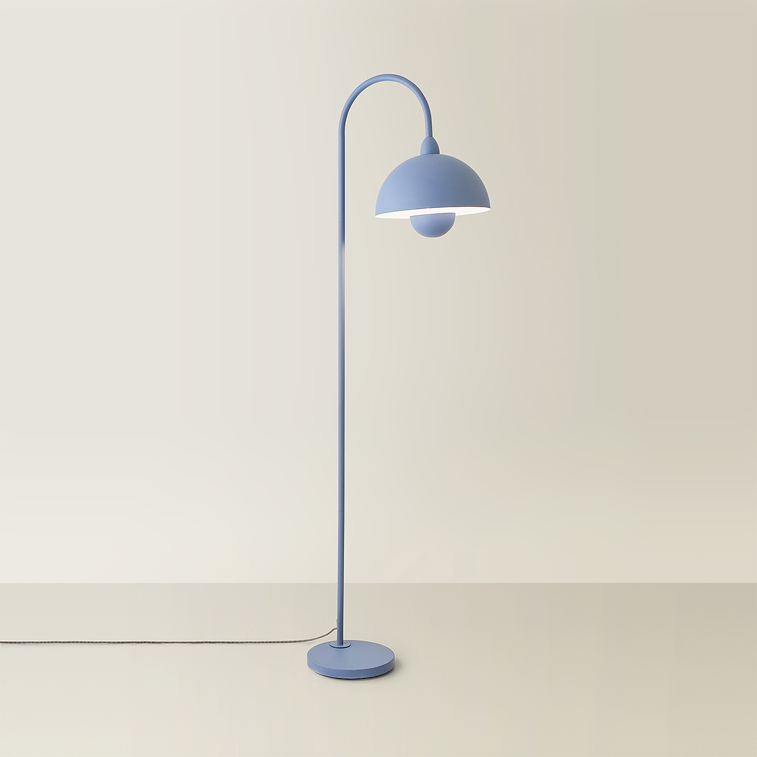 Tilly Pastel Metal Arch Floor Lamp with Dome Shade and LED Bulb - Blue