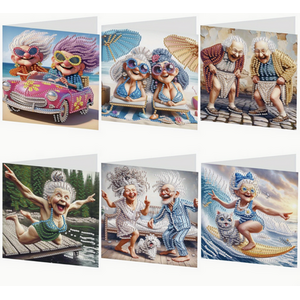 Pack of 6 Funny Grannies Diamond Art Cards