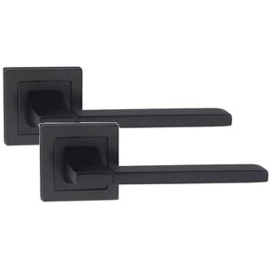 Aztec Straight Key Lock Door Handle On Square Rose Set Matt