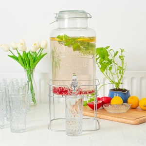 Glass Drinks Dispenser with Tap and Stand - 6.5L