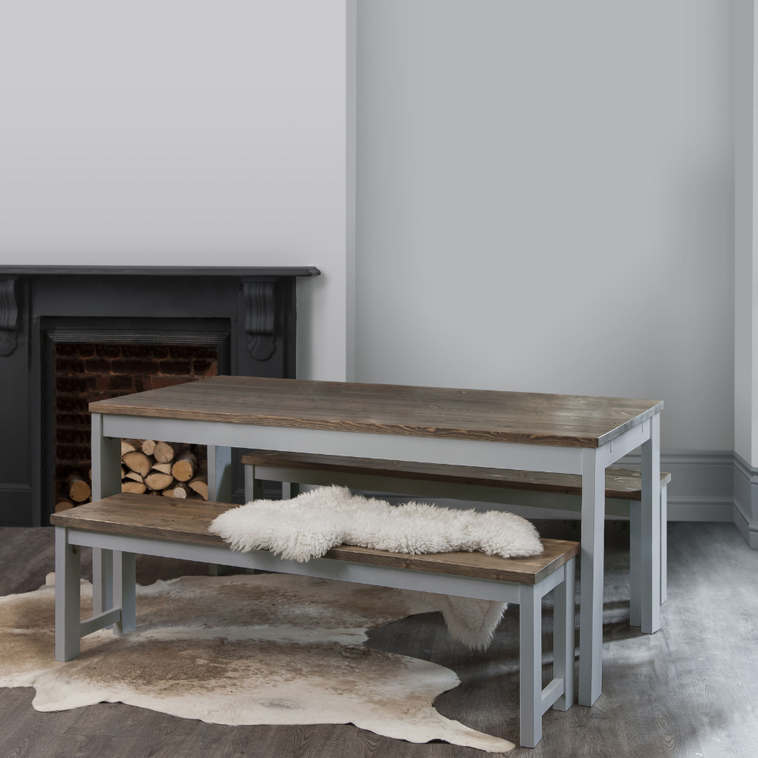 Nordic Dining Table - Grey Dark Pine