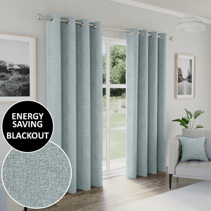 Austin Blue Blackout Eyelet Curtains