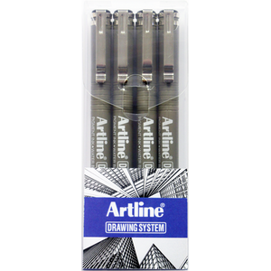 Artline Pack of 4 Drawing System Fine Tip Pens (SET 3)