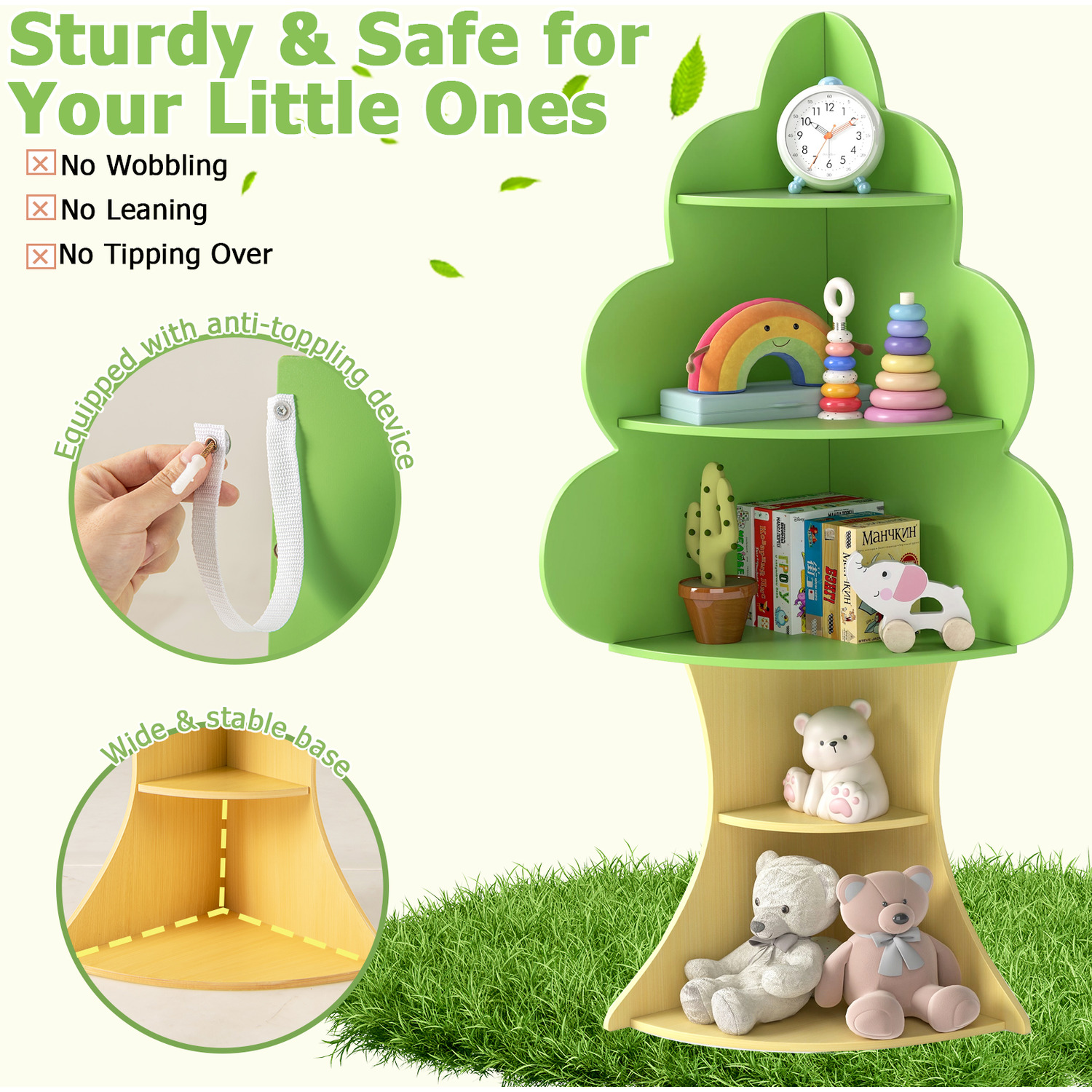 5-tier Kids Tree Bookshelf - Green