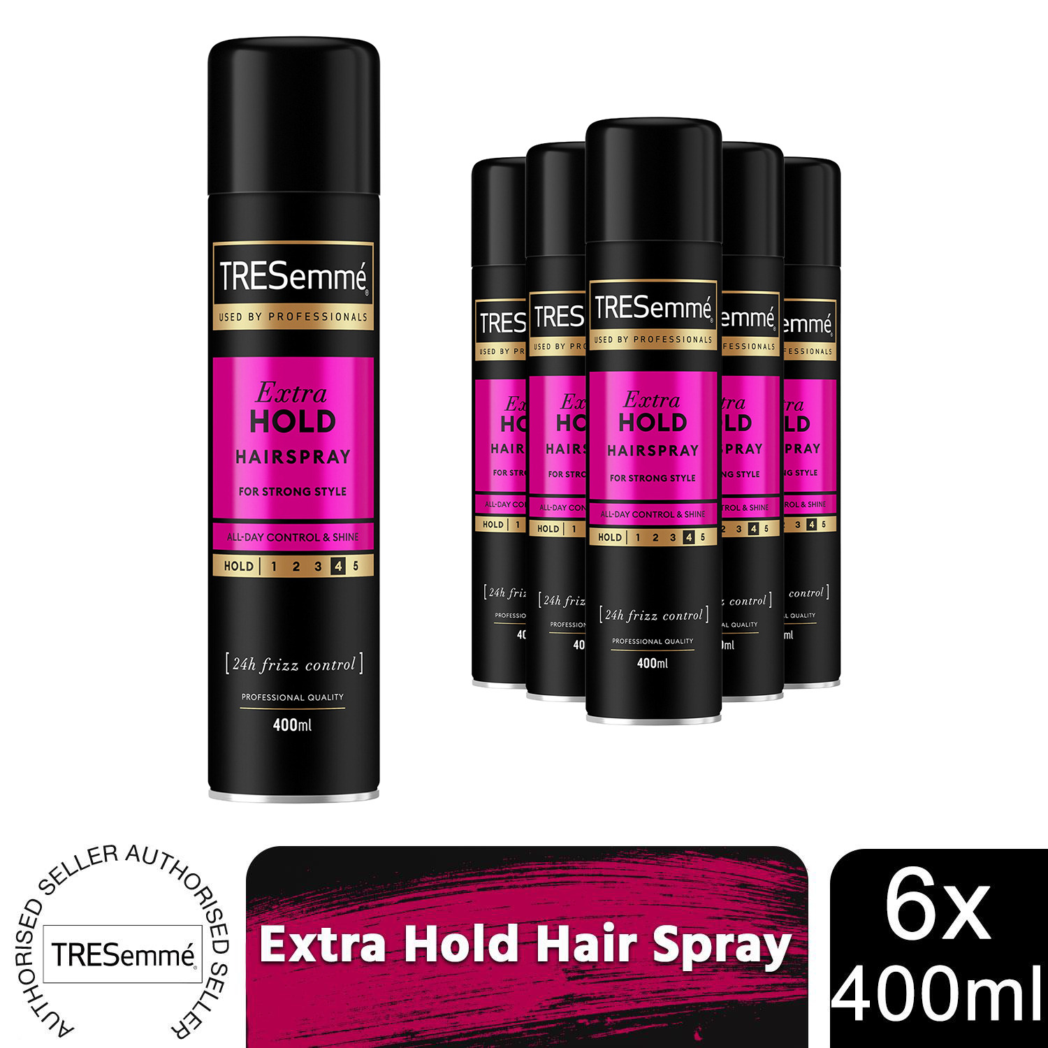 TRESemme 24-Hour Frizz Control Hair Spray, Extra Hold, 400ml - Buy 6 / 6