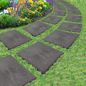 4pc Grey Plastic Garden Tiles Slate