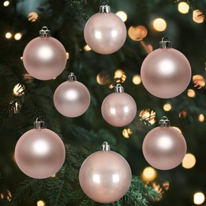 30 Blush Pink Christmas Tree Baubles Shatterproof Decs. 4cm 5cm 6cm