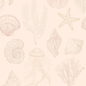 Summer Seashells Wallpaper in Terracotta
