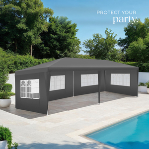 Gazebo Novara With 5 Side Panels, Water-Resistant, 6x3m