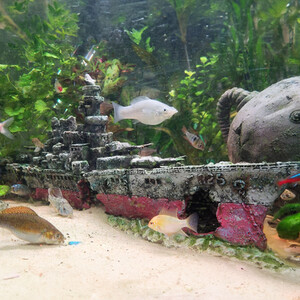 Underwater Warship Aquarium Ornament