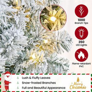 Green & White / 121cm Yaheetech Pre-lit Flocked Artificial Christmas Fir Tree shot 11185139