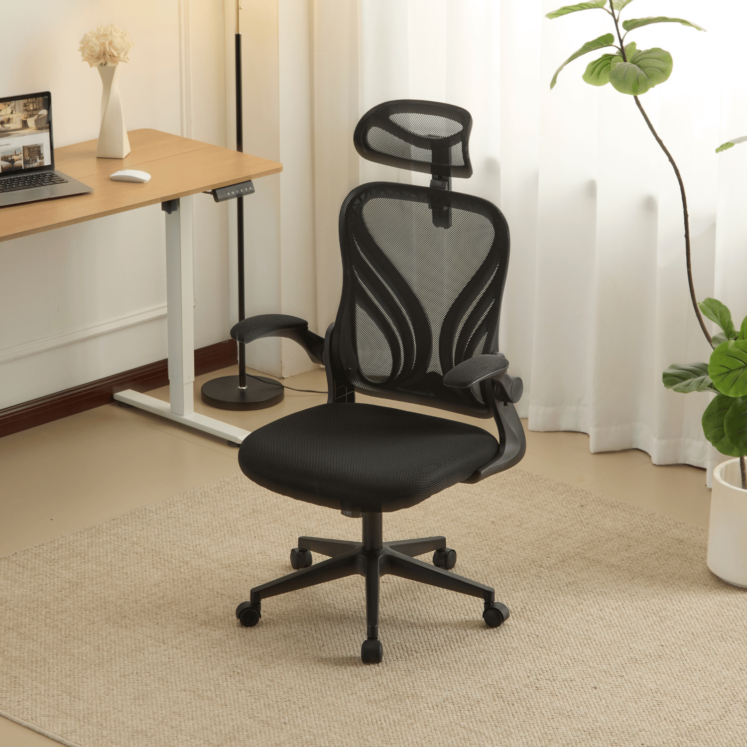 Ascend Adjustable Ergonomic Mesh Back Black Office Chair - Black