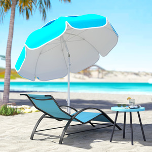 Blue Outsunny Beach Umbrella Portable with Sand Anchor shot 11596194