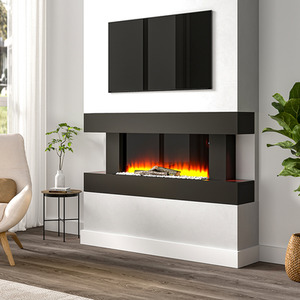 Livingandhome Wooden Frosted H-Frame Electric Fireplace