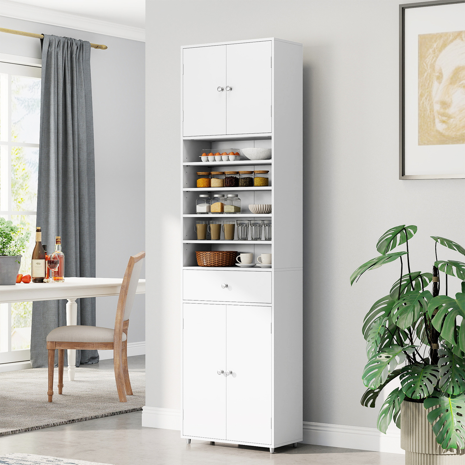 Laundry Room Tall Cabinet - White