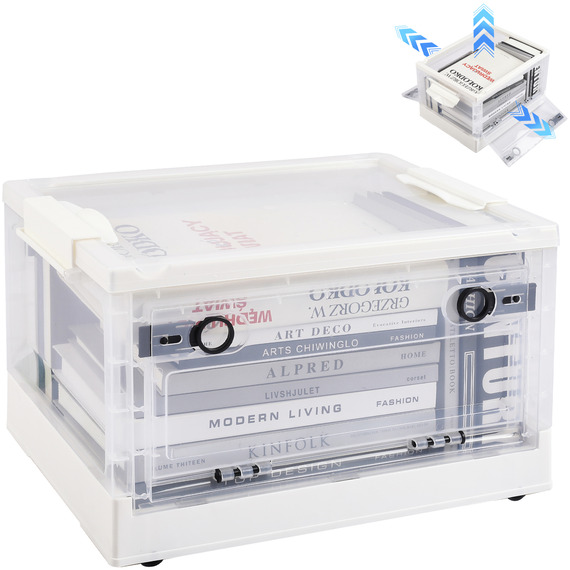 Clear Folding Storage Box on Wheels