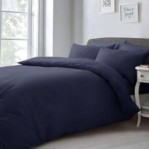 Navy / Single Soft Touch Plain Microfibre Duvet Cover and Pillowcase Set shot 11859869