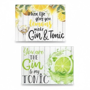 2 Gin and Tonic Worktop Saver Chopping Boards Novelty Glass Non Slip