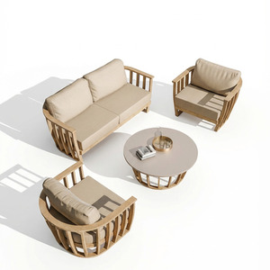 LUCCA 5-Seater Wood Lounging Set with Coffee Table