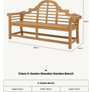 Royalcraft CIARA 3-Seater Wooden Garden Bench