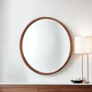 Solid Oak Round Warm Wood Wall Mirror
