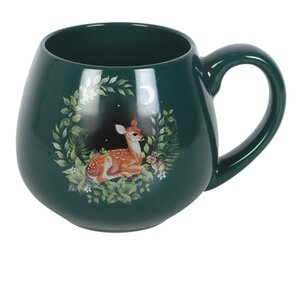 Green Fawn Ceramic Mug Woodland Animal Lover Gift