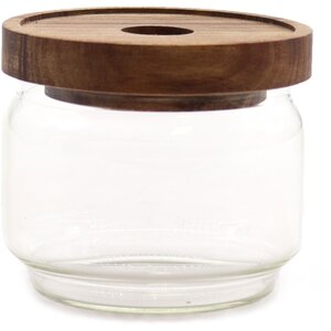 Cottage Bamboo Glass Jar Small Storage Container for Spices Herbs