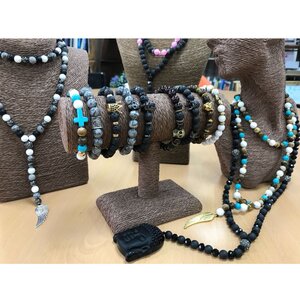Black Agate Angel Wing Bracelet - Unisex Boho Gemstone Jewelry