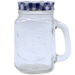 Funky Mason Jar with Lid Cold Drink Glass, Retro Style