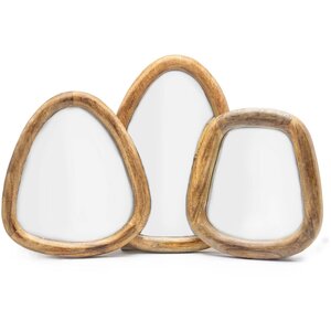 Set of 3 Dark Brown Pebble-Shaped Decorative Mirrors