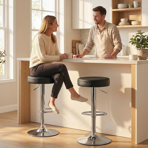 HOMCOM Bar Stools Set of 2, Height Adjustable Breakfast Bar Chairs