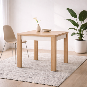 Hjorring Small Extending Dining Table - White Gloss and Natural Oak